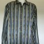 Robert Graham Striped Blue Black Mens Shirt Size XL Knowledge Wisdom Truth