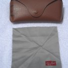 Ray Ban tan Leather Case EyeGlass Sunglass Case & lens cloth