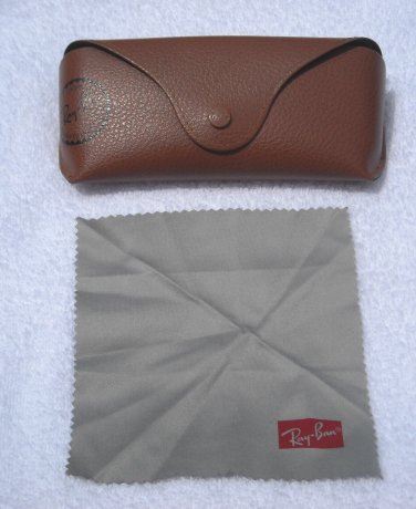 Ray Ban tan Leather Case EyeGlass Sunglass Case & lens cloth