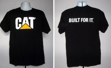 CAT Caterpillar Inc Built For It T Shirt  Mens Large black 100% cotton logo