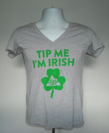 Coors Light Tip Me I'm Irish T Shirt Womens Medium Beer Lucky Clover Bartender