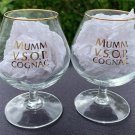 2 New Mumm VSOP Cognac 8 oz Stemmed Snifter Cocktail Glasses Gold Rimmed