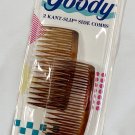 Vintage 1989 Goody Products 2 Kant Slip Side Combs Brown USA Unused