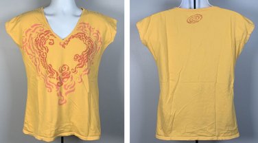 Life is Good Heart Logo Love V Neck T Shirt Womens Large  Fitted Good Vibes