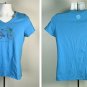 Life is Good Mobile Device Bike Logo Crusher V Neck T Shirt Womens Medium Blue