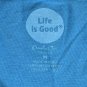Life is Good Mobile Device Bike Logo Crusher V Neck T Shirt Womens Medium Blue