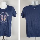 Life is Good Myrtle Beach Flip Flops T Shirt Womens Large Blue Classic Fit