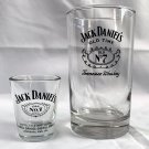 2 Jack Daniels Tennessee Whiskey Old No 7 Glasses 10 oz Hi Ball & 1 oz Shot 2 Jack Daniels Tennessee Whiskey Old No 7 Glasses 10 oz Hi Ball & 1 oz Shot