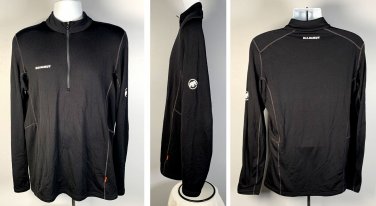 Mammut Quarter Zip Pullover Womens Large Black Polyester Elastane Hiking Outdoor
