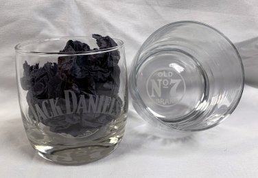 2 Jack Daniels Whiskey Glasses Etched Old No 7 Brand 8 oz