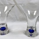 2 Ciroc Vodka Etched Tapered Cocktail Glasses 6 oz Blue Bubble Base