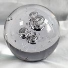 Large Clear Crystal Art Glass Paperweight Bubble Design 3.25" Unsigned