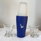 2 Grey Goose Vodka Embossed Cocktail Glasses and Stainless Steel Cocktail Shaker