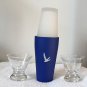 2 Grey Goose Vodka Embossed Cocktail Glasses and Stainless Steel Cocktail Shaker