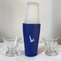 2 Grey Goose Vodka Embossed Cocktail Glasses and Stainless Steel Cocktail Shaker