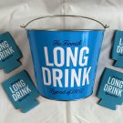 The Finnish Long Drink Cocktail Ice & Beverage Metal Bucket Blue + 4 Koozies