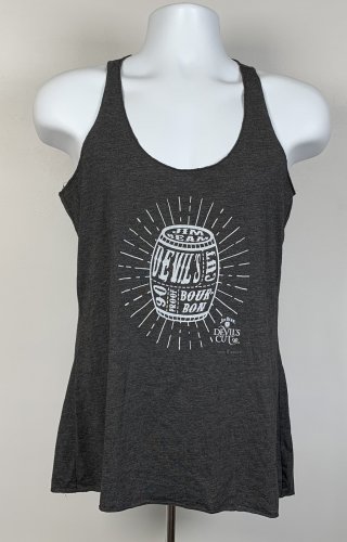 Jim Beam Devils Cut Bourbon Tank Top Shirt Womens Large Gray Barrel Logo