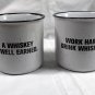 2 New Knob Creek Bourbon Whiskey Ceramic Coffee Mugs White Work Hard Well Earned