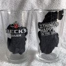 2 Becks Dark Beer The Best Things Happen in the Dark Pint Glasses