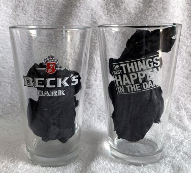 2 Becks Dark Beer The Best Things Happen in the Dark Pint Glasses