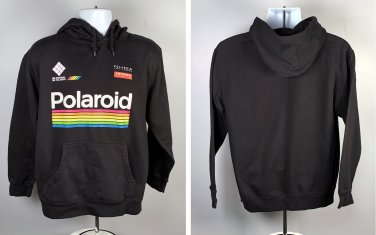 Polaroid Land Camera Pullover Hoodie Mens Medium Cotton Polyester Open Pocket