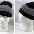 The North Face Ribbed Beanie Hat Embroidered Logo Black Gray Stripe Acrylic The North Face Ribbed Beanie Hat Embroidered Logo Black Gray Stripe Acrylic