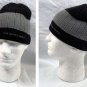 The North Face Ribbed Beanie Hat Embroidered Logo Black Gray Stripe Acrylic