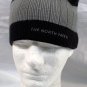 The North Face Ribbed Beanie Hat Embroidered Logo Black Gray Stripe Acrylic