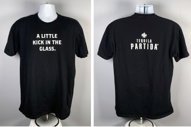 Tequila Partida A Little Kick in the Glass T Shirt Mens Large Black Cotton