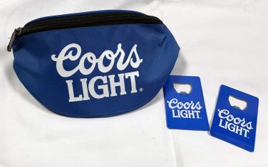 New Coors Light Beer Fanny Pack & 2 Metal Bottle Openers