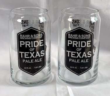 2 Rahr & Sons Brewing Co Pride of Texas Pale Ale Beer Barrel Glasses Prost Y'All
