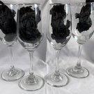 4 New 1827 Maison Fondee Stemmed Wine Champagne Etched Glasses 8 oz