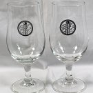 2 New Boulevard Brewing Smokestack Beer Glasses 12 oz Stemmed 25 cl