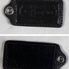 COACH Black Leather Hang Tag Key Fob Silver Grommet