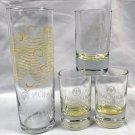 Bacardi Limon 12 oz Tall Cocktail Glass & 3 Shot Glasses Swirl Bottom 3 oz