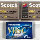 3 VHS-C Compact Blank Camcorder Video Cassette Tapes Panasonic Scotch 3 VHS-C Compact Blank Camcorder Video Cassette Tapes Panasonic Scotch
