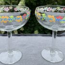 2 New Margaritaville Livin for the Weekend Stemmed cocktail Glasses Floral