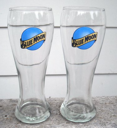 2 New Blue Moon Brewing Co Logo Beer Pilsner Pint Glasses 14 OZ