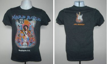 Hard Rock Cafe Jimi Hendrix Washington DC T Shirt Womens Juniors Small Guitar