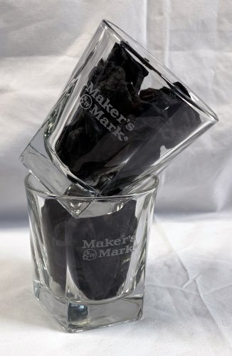 2 Makers Mark Bourbon Whisky Rocks Glasses Etched No Wax Pentagon Base