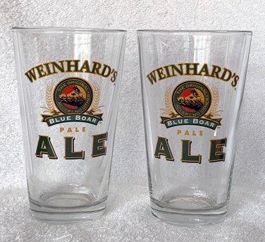 2 Weinhards Blue Boar Ale Pint Glasses The Original Accept No Other