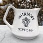 Smirnoff Vodka Silver 90.4 White Ceramic Pitcher & 2 Tall Etched Glasses 14 oz