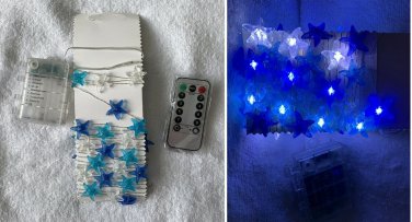 Two 13.5' Blue White Starfish Shaped String Lights 8 Settings Indoor NIB