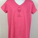 Life is Good Wine Glass V Neck Crusher T Shirt Womens Large