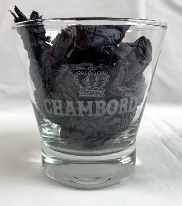 Chambord Black Raspberry Liqueur Etched Cocktail Glass Tapered 10 oz Crown Logo