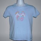 Life is Good Colorful Flip Flop Logo T Shirt Womens Small Blue