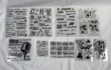 8 Clear Rubber Stamp Sets Holidays Butterflies Dogs Cats Quotes Nice Variety