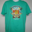 Tommy Bahama Summertime Brews Beer Palm Trees T Shirt Mens Small Green UPF 30
