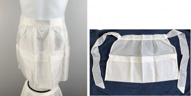 Womens Handmade Nylon Kitchen Apron Half Waist White Pockets