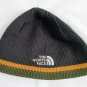 The North Face Ribbed Beanie Hat Embroidered Gray Orange Green Stripe Acrylic